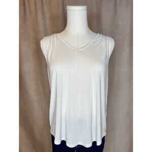 Lucky Brand White Sleeveless Modal Knit Top S Soft Minimalist Boho